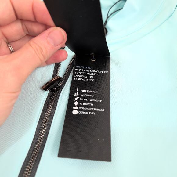 Greyson Golf Vest Siasconset Stand Collar 1/4 Zip Medium Blue Cattail MSRP $130 - Picture 5 of 10